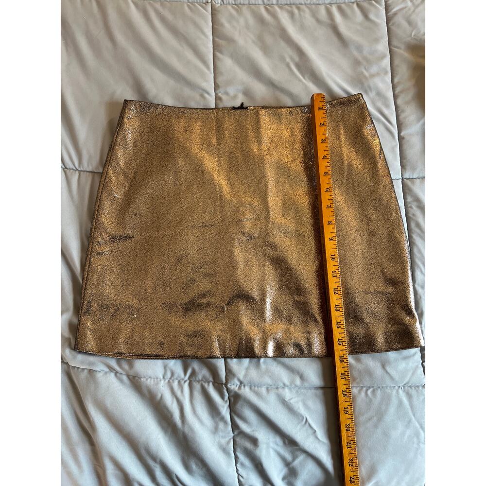 Forever 21 Gold Metallic‎ high waisted zip up skirt size L